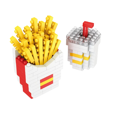 Klocki zestaw fast-food frytki chips restauracja     