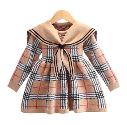 Sukienka dla dziewczynki wzór w modną kratkę  90-130 cm