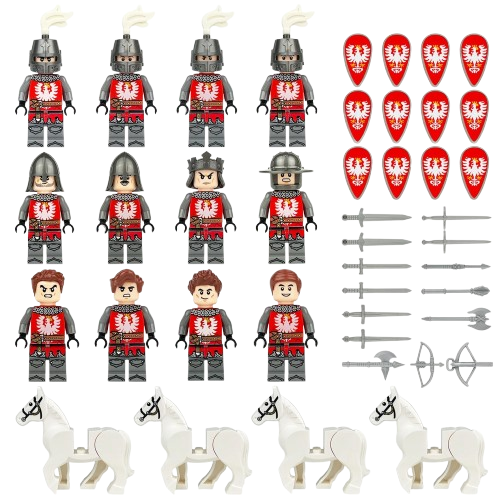 Zestaw minifigurek klocki zabawka dla dzieci figurki rycerzy + akcesoria