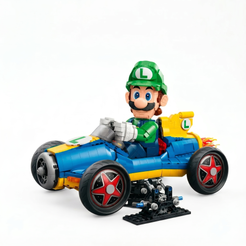 Zabawka dla dzieci Klocki Figurka Super Mario Luigi w Wyścigowym Gokarcie