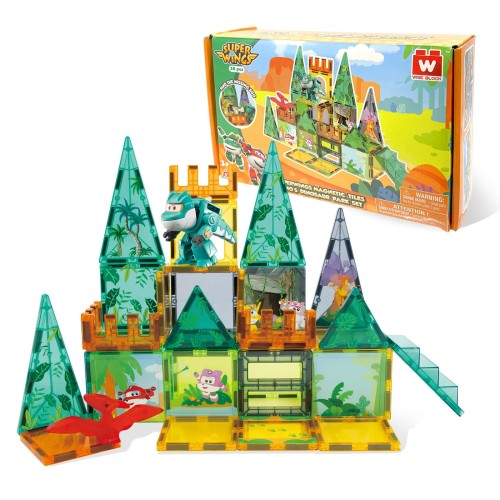 Zabawka dla dzieci Zestaw Super Wings Klocki Magnetyczne Park Dinozaurów