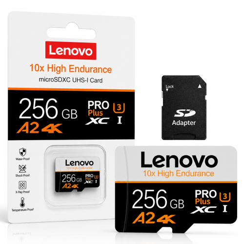 Karta Pamięci LENOVO microSDXC 256GB A2 U3 4K PRO Plus + Adapter SD