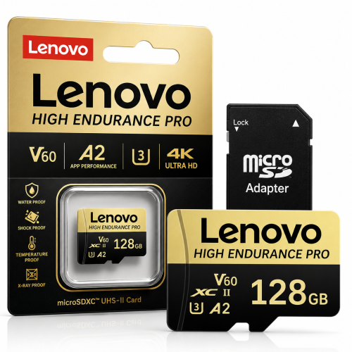 Karta Pamięci LENOVO microSDXC 128GB A2 U3 V60 4K High Endurance do Kamer Monitoringu Drona