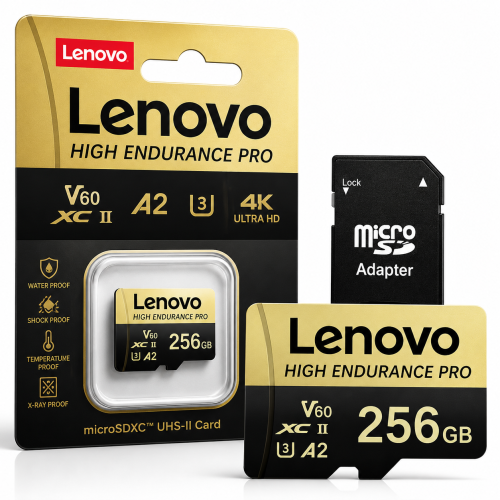 Karta Pamięci LENOVO microSDXC 256GB A2 U3 V60 4K High Endurance do Kamer Monitoringu Drona