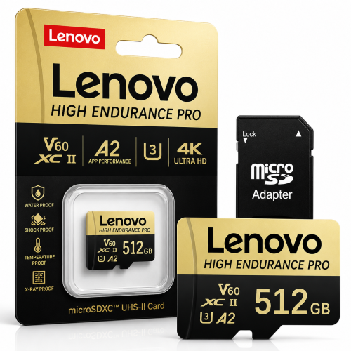  Karta Pamięci LENOVO microSDXC 512GB A2 U3 V60 4K High Endurance do Kamer Monitoringu Drona