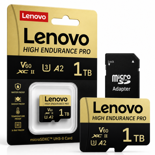 Karta Pamięci LENOVO microSDXC 1TB A2 U3 V60 4K High Endurance do Kamer Monitoringu Drona