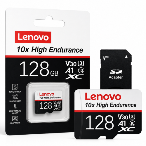 Karta Pamięci LENOVO 128GB High Endurance V30 U3 do Monitoringu Kamery Samochodowej CCTV