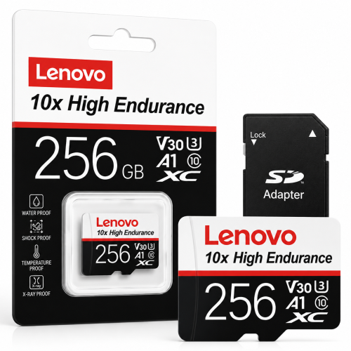 Karta Pamięci LENOVO 256GB High Endurance V30 U3 do Monitoringu Kamery Samochodowej CCTV