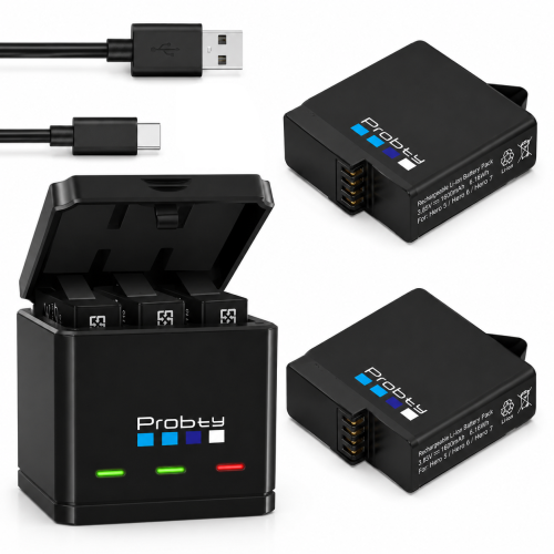 Zestaw 2x Akumulator + Ładowarka USB-C do GoPro Hero 7 Hero 6 Hero 5 Black