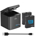 Zestaw 2x Akumulator do GoPro Hero 13 Black + Potrójna Ładowarka USB-C Szybkie Ładowanie