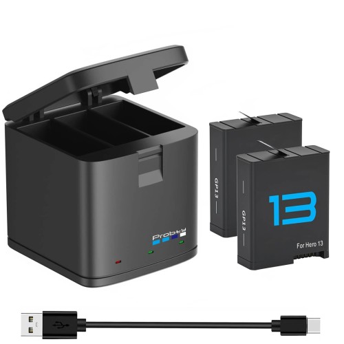 Zestaw 2x Akumulator do GoPro Hero 13 Black + Potrójna Ładowarka USB-C Szybkie Ładowanie