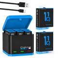 Zestaw 2x Akumulator 1850 mAh do GoPro Hero 11 10 9 Black + Potrójna Ładowarka USB-C Zamykana Box