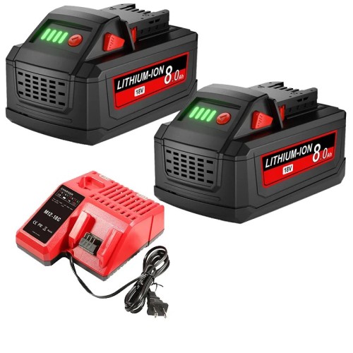 Zestaw 2x Akumulator Milwaukee PowerKit 18V 8.0Ah + Ładowarka Maksymalna Moc i Szybkie Ładowanie