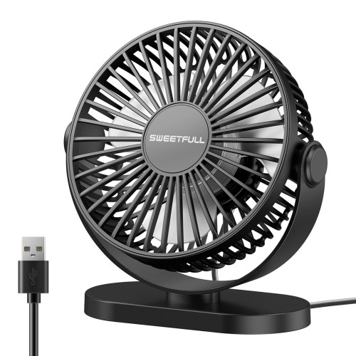 Wentylator Biurkowy USB Czarny Wiatraczek Przenośny SWEETFULL Cichy i Mocny