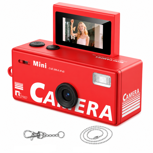 Retro Mini Kamera Cyfrowa HD z Obrotowym Ekranem Kamera w Kształcie Breloczka do Zdjęć 