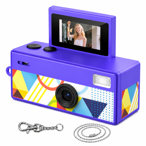 Retro Mini Kamera Cyfrowa HD z Obrotowym Ekranem Kamera w Kształcie Breloczka do Zdjęć