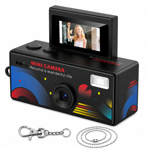 Retro Mini Kamera Cyfrowa HD z Obrotowym Ekranem Kamera w Kształcie Breloczka do Zdjęć