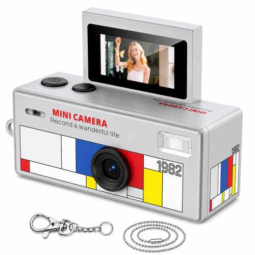 Retro Mini Kamera Cyfrowa HD z Obrotowym Ekranem Kamera w Kształcie Breloczka do Zdjęć