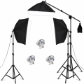 Zestaw Oświetlenia Studyjnego Softbox 3x70W LED + Wysięgnik Boom Statywy Studio Foto