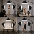 Zestaw Oświetlenia Studyjnego Softbox 3x70W LED + Wysięgnik Boom Statywy Studio Foto