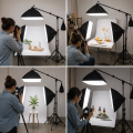 Zestaw Oświetlenia Studyjnego Softbox 3x85W LED E27 + Boom Statywy Studio Foto Wideo