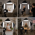 Profesjonalny Zestaw Oświetlenia Studyjnego Softbox LED 3x135W z Wysięgnikiem Boom i Torbą