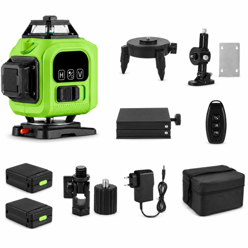 Laser Krzyżowy 4D 16 Linii Zielony HGLINE Samopoziomujący LCD Bluetooth Zestaw XXL