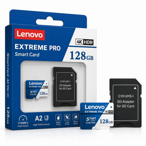 Karta Pamięci Lenovo EXTREME PRO microSDXC 128GB Smart Card A2 U3 V60 170MB/s 4K HDR + Adapter SD