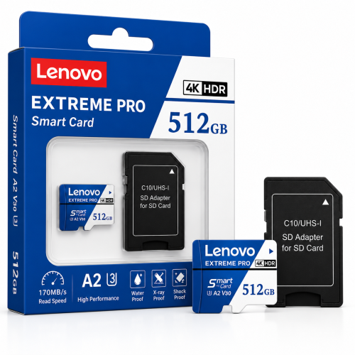 Karta Pamięci Lenovo EXTREME PRO microSDXC 512GB Smart Card A2 U3 V60 170MB/s 4K HDR + Adapter SD 