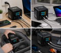 Wieloportowa ładowarka sieciowa Szybkie Ładowanie 420W GaN 6x USB-C 2x USB-A Fast Charger z Wyświetlaczem LED