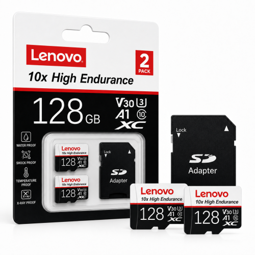 Zestaw 2x Karta Pamięci MicroSD Lenovo 128GB High Endurance V30 A1 + Adapter SD