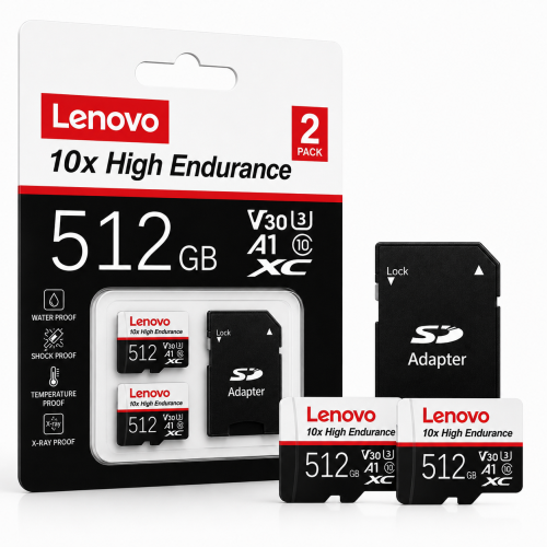 Zestaw 2x Karta Pamięci MicroSD Lenovo 512GB High Endurance V30 A1 + Adapter SD