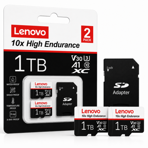 Zestaw 2x Karta Pamięci MicroSD Lenovo 1TB High Endurance V30 A1 + Adapter SD