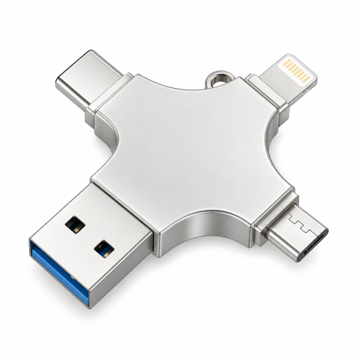 Pendrive do Telefonu iPhone Android USB 3.0 OTG 4w1 Metalowy Srebrny