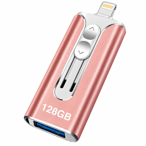Pendrive OTG 4w1 do iPhone iPad 128GB USB-C Lightning Różowy