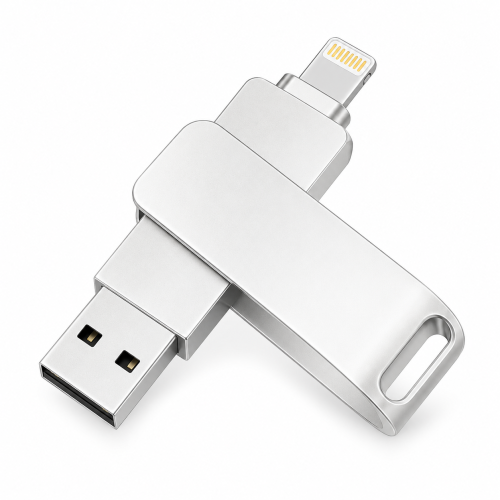 Pendrive do iPhone iPad OTG Lightning USB 2w1 Metalowy Srebrny
